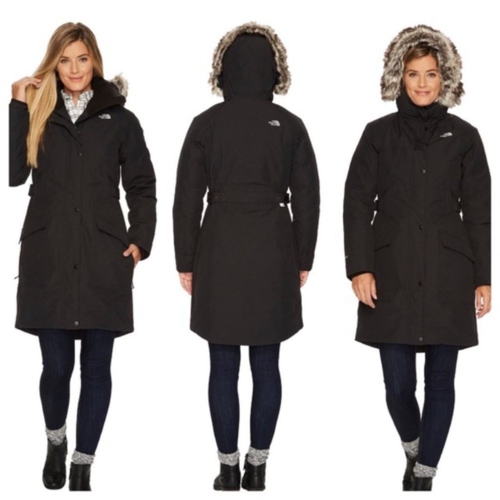 The North Face S outer boroughs parka black fur hood full length